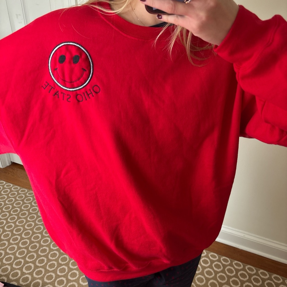 Ohio State Red Smiley Crewneck Sweatshirt